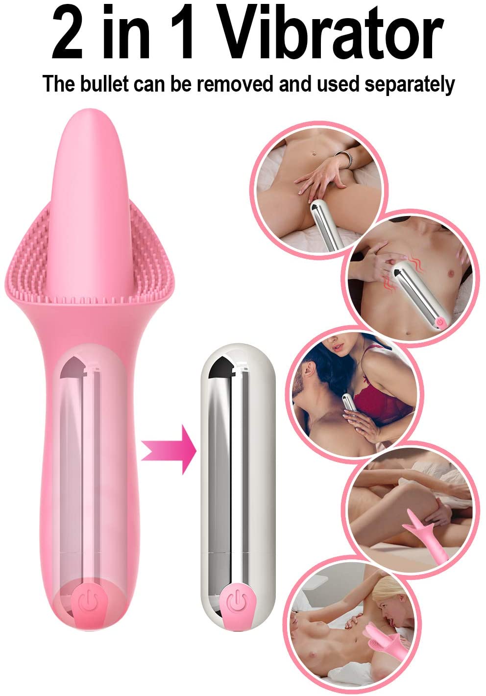 Snatcher Online 10 Vibraring Mode 2 In 1 Waterproof Stimulation Silicone Vibrator ...
