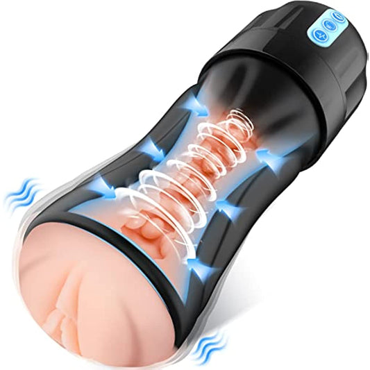 Enlarged Size Realistic Textured Sucking  Vibration Stroker