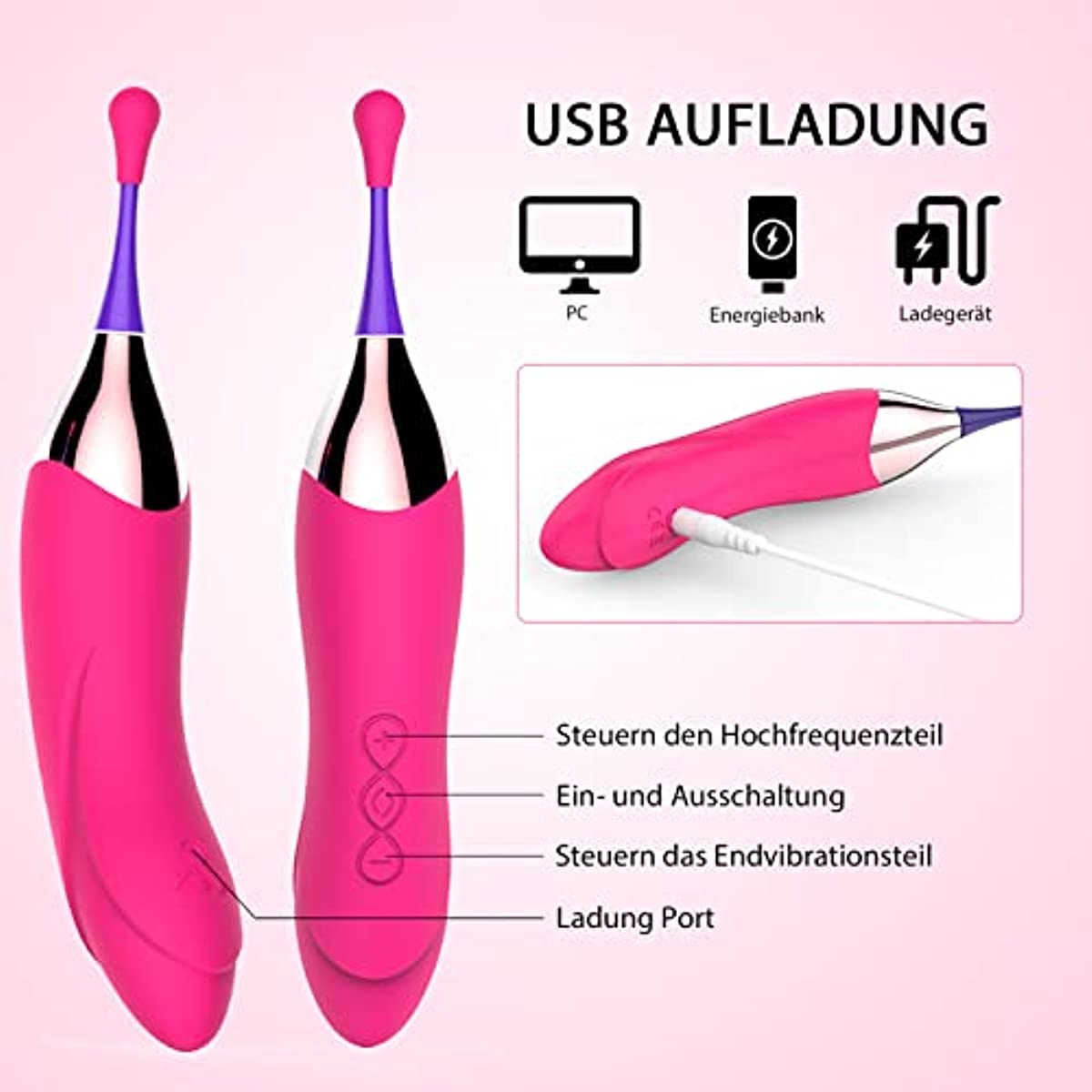 Double Head Vibrators with 8 Frequency Modes Rechargeable G-Spot Vibrators