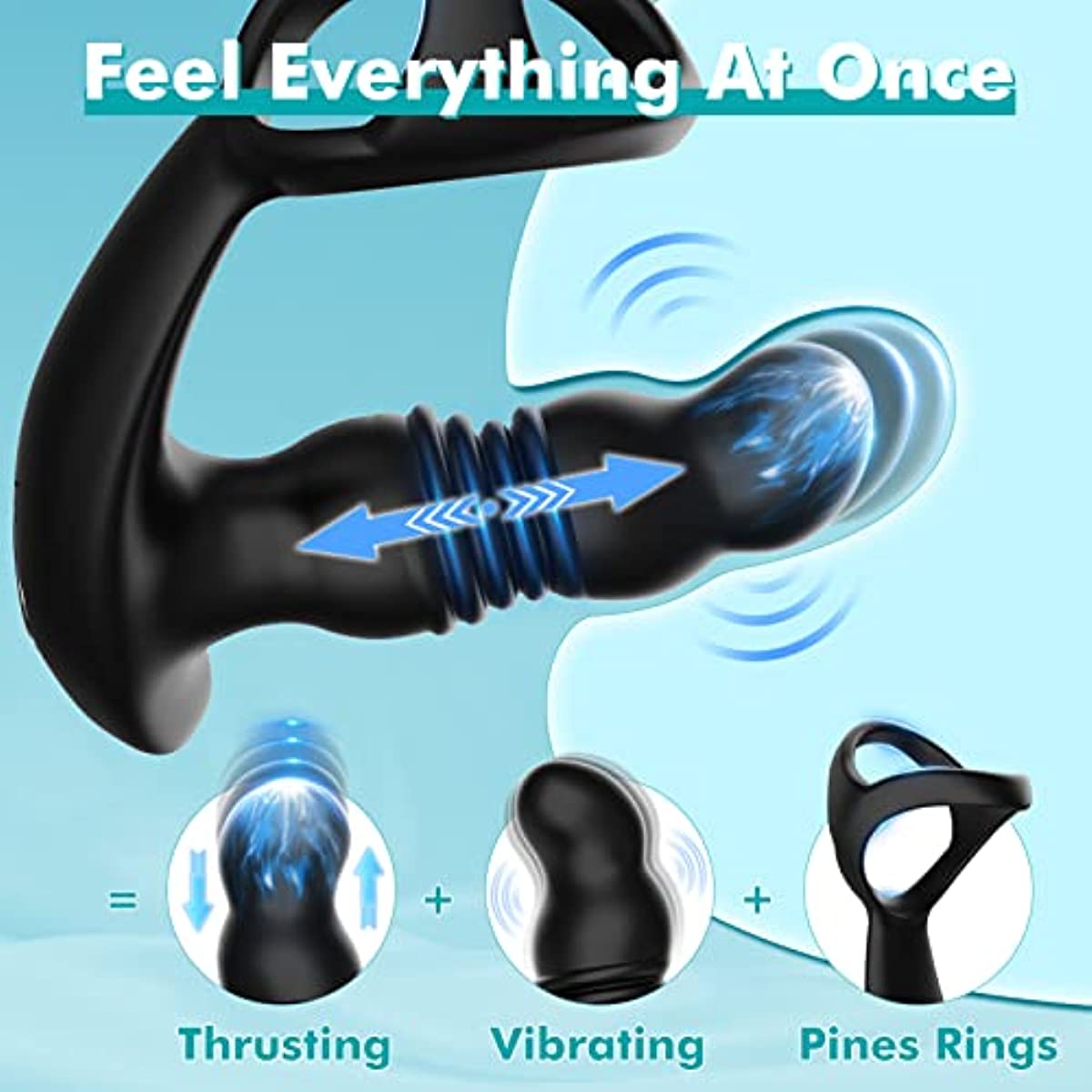 3 In 1 Strong Thrusting Prostate Massager Anal Vibrator