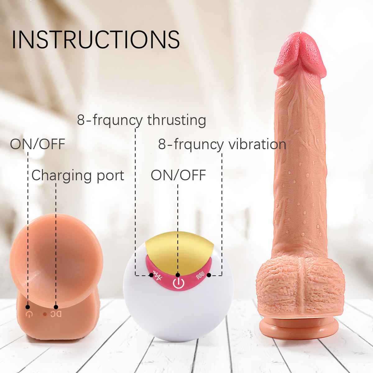 8.7in 4 in 1 Vibrating Hand-free Super Realistic  Dildo